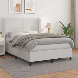 vidaXL Vidaxl - Cama Box Spring Con Colch&oacute;n Cuero Sint&eacute;tico Blanco 140x190 Cm