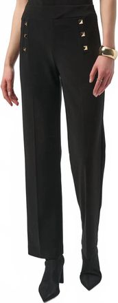 Joseph Ribkoff Rivet Details Pull On Straight Pants In Black