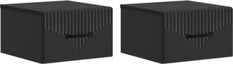 vidaXL Mesita De Noche De Pared 2 Uds. Negro 34,5 X 33 X 20 Cm Vidaxl