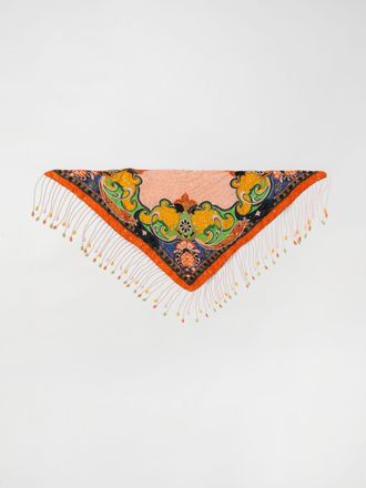Etro Paisley Print Silk Scarf with Beaded Fringes