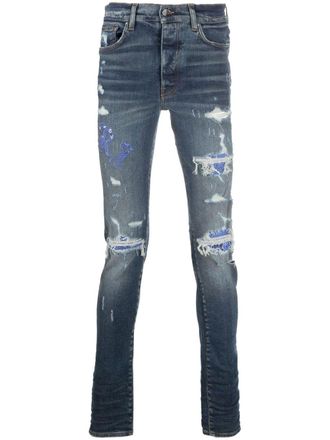 Amiri Old English logo skinny jeans - Blue