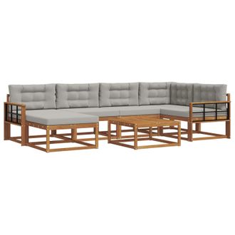 vidaXL Conjunto De Sof&aacute;s De Exterior 7 Pcs Gris Natural Y Claro Vidaxl