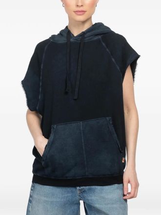 Freecity hooded frayed-trim top - women - Cotton/Modal - S - Black