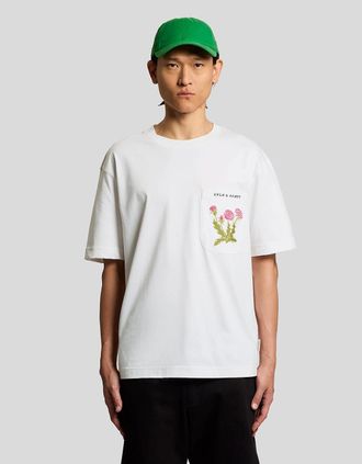 Lyle & Scott Lyle And Scott Mens Botanical Embroidered Pocket T-Shirt - White - Size: 38