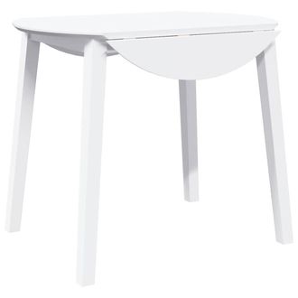 vidaXL Mesa De Comedor De Madera Maciza De Caucho Blanco Vidaxl