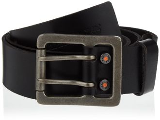 Timberland Mens 40mm Workwear Leather Belt, Black/Double Stitch, 38