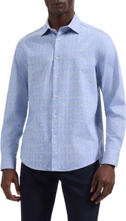 Bugatchi Jimmy OoohCotton Abstract Print Button-Up Shirt in Air Blue at Nordstrom, Size Xxx-Large