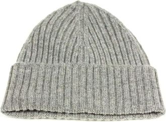 KANGRA Accessoires, Heren, Grijs, ONE Size, Kasjmier, Ribgebreide Kasjmier Beanie