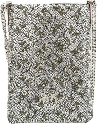 Pinko Phone Case Mod. Monogram Full Strass - Dames - Telefoonaccessoires - Grijs - ONE Size - Leer - Accessoires