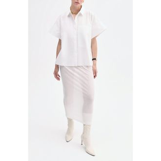 Co Boxy Short Sleeve Shirt in Cotton Poplin in White at Nordstrom, Size X-Large Short