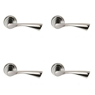 Loops 4x PAIR Angular Twisted Handle on Round Rose Concealed Fix Polished Chrome