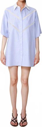 Du Paradis Sunflower Mini Shirt Dress In Blue