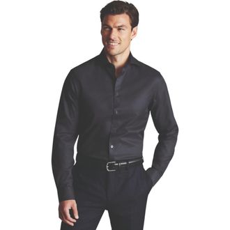 CHARLES TYRWHITT Non-Iron Twill Shirt in Charcoal Grey at Nordstrom, Size 1735