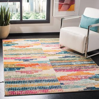 Safavieh Madison Machine Made Area rug, Ivory / Multi Bohemian Style Easy Care