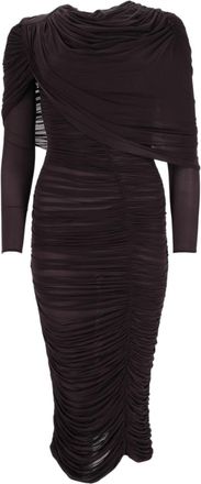 Magda Butrym Bordeaux Asymmetrical Cupro-Blend Midi Dress