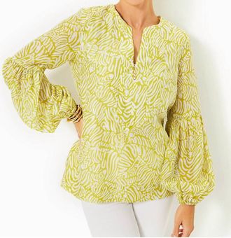 Lilly Pulitzer Long Sleeve Laurelie Top In Jardin Green Zee Bebe