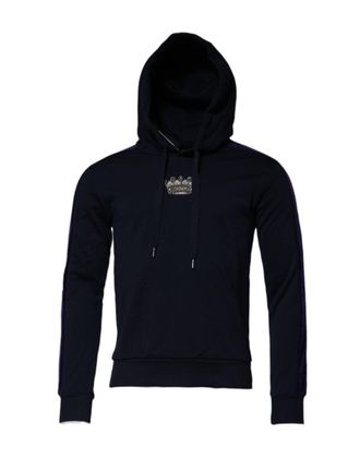 Dolce & Gabbana Mens Black Crown Cotton Hooded Sweatshirt Sweater Polyester Clothing