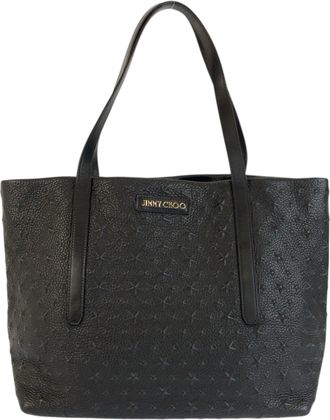 Jimmy Choo London Black Leather Shoulder Bag Tote Bag (Pre-Owned)