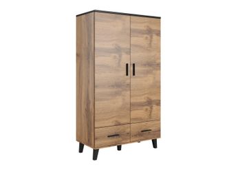 Mirjan24 Mobilier1 - Armario Larfloi 111, Roble Wotan + Negro, 190x110x55cm, Puertas De Armario: Con Bisagras, N&uacute;mero De Estantes: 0