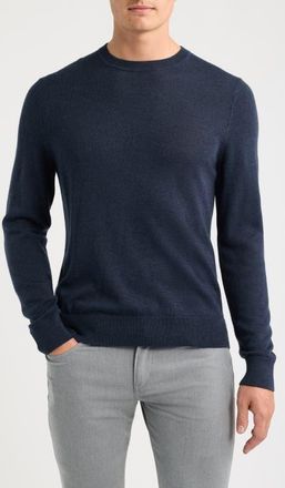 Nordstrom Italian Merino Wool Crewneck Sweater in Navy Iris Heather at Nordstrom, Size Xx-Large