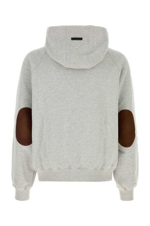 Prada Mens Grey Cotton Sweatshirt Grigio Melange Exterior: Felpe Sweater