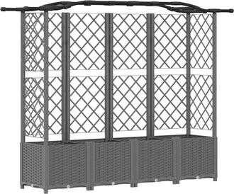 vidaXL Cama Elevada Con Trellis Y Techo Gris Claro 204 X 40 X 138 Cm Vidaxl