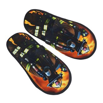 Generic Firefighter Fireman Flame Men Women Sliders Slip On House Slippers Soft House Shoes For Winter Outdoor Indoor M
