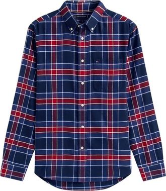 Tommy Hilfiger Geruit overhemd met zak - Blauw