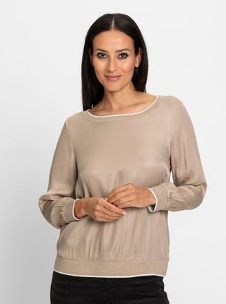 Heine Schlupfbluse HEINE, Damen, Gr. 34, beige (sesam), 100% Viskose, unifarben, Rundhals, Blusen Schlupfbluse