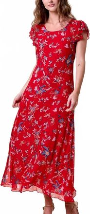 Cleobella Roxanne Ankle Dress In Fiore Rosso