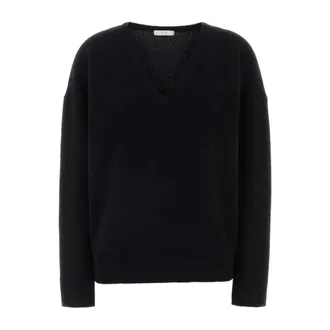 Co Cashmere Knitwear, female, Black, Size: XL V-Neck Sweater