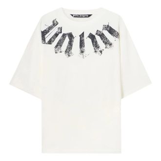 Palm Angels T-shirt Girocollo Largo Logo - - Tops - Uomo - Bianco - S