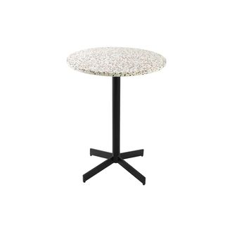 Miliboo Mesa Bistr&oacute; Redonda De Terrazzo Y Metal Negro D60 Cm Meera