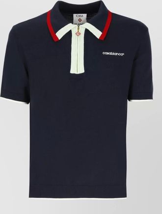 Casablanca merino wool fine-knit short-sleeve polo shirt