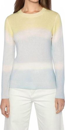 Kinross Cashmere Painted Stripe Cashmere Crew Top In Azul Multi