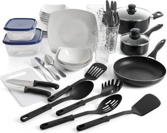 Gibson All U Need 45 Piece Dinnerware Cookware Combo Set in White at Nordstrom