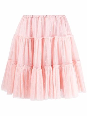 Red Valentino point desprit tiered skirt - Pink