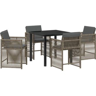 vidaXL Conjunto De Comedor De Jard&iacute;n 5 Pcs Gris Rat&aacute;n Sint&eacute;tico Vidaxl