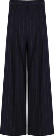 Max Mara Nebbie Pinstripe Broek - Dames - Wijde Broeken - Blauw - 2XS - Wol - Broeken