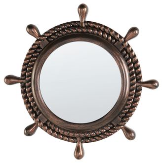 Beliani Beliani - Espejo De Pared Marr&oacute;n Oscuro 46 Cm Material Sint&eacute;tico Patr&oacute;n N&aacute;utico Gormaz