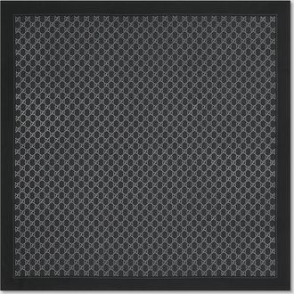 Gucci Laminated Printed Silk Twill Carré, Black, Silk