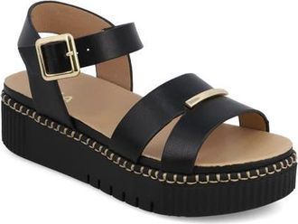 Mia Jacklyn Ankle Strap Platform Sandal in Black at Nordstrom, Size 8.5