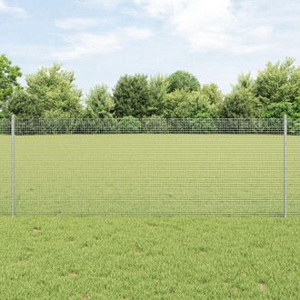 Berkfield Home Welded Wire Fence with 5 U Posts Silver 0.8x10 m Steel