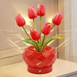 OEM Regalos De Cumplea&ntilde;os Para Mujer L&aacute;mpara De Flor De Tulip&aacute;n L&aacute;mpara T&aacute;ctil Luces Con Pilas 3 Colores Regulables Peque&ntilde;a Luz Nocturna Regalos Para Mam&aacute;