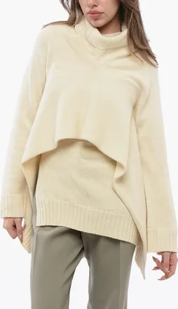Jil Sander Magllia Smanicata in Lana con Coprispalle Rimovibile Jil Sander