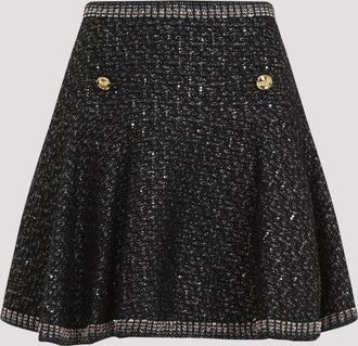 Giambattista Valli Womens Boucle Mini Skirt - Black Wool - Size EU 38 (Womens)