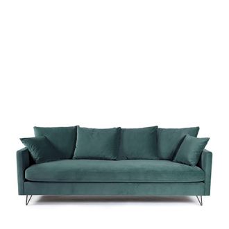 DRAWER Sof&aacute; cama 3 plazas terciopelo patas metalicas negras - Verde eucalipto