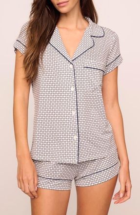 Eberjey Gisele Printed Short Pajamas in Geo-Sphere Gray Dawn/Navy at Nordstrom, Size Xx-Small