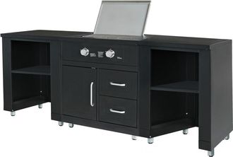 Oviala Cocina exterior de 3 elementos con cocina de gas negra