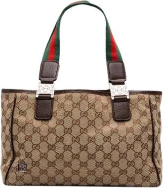 Gucci Bolso Tote de Lona Pre-owned - Pre-owned - Mujer - Beige - ONE SIZE